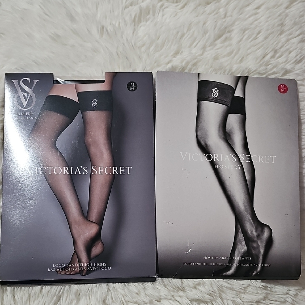 2 Victoria's Secret Sheer Black Thigh Highs